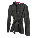 Sebby  Womens Dark Gray Heathered Hooded Button Pea Coat Size Large Photo 10