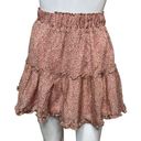 INDIKAH  Skirt Women XS Pink Cheetah Leopard Print Ruffle Flounce High Waist Mini Photo 0