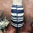 W By Worth  Wavy Stripe Silk Twill Slim Skirt - Navy/White - size 10 Photo 10