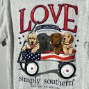 Simply Southern SS  Love One Another Puppy Dog Graphic Gray T Shirt Women's M Photo 2