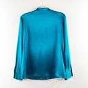 St. John  Couture Button Down Long Sleeve Silky Blouse Shirt Teal Blue 6 Photo 10