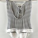 Lovers + Friends  Allie Tank Top Striped Lace Up Bodysuit Navy Blue White Small Photo 11