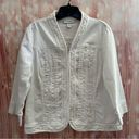 Dress Barn  White Ruffle Trim Denim Jacket Photo 0