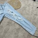 American Eagle  Heavily Distressed Mom Jeans High-Rise Light Wash Blue Size 8 Photo 13