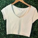 Aerie  Offline Cream Active Short Sleeve Top Cropped Size Medium Photo 0