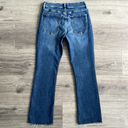 Banana Republic Mid-Rise Cropped Flare Jeans Mid-Blue Frayed Hem Size 26 Stretch Photo 4