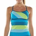 Nike  Women’s Tankini Swimsuit Top Racerback Aqua, Lime & Teal Stripes 16 NWT Photo 0