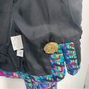 Doncaster Vintage 80s  Silk Multicolored Crop Blazer Size 6 Statement Gold Button Photo 9