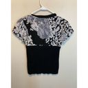 a.gain Once  Y2K Style Black & White Short Sleeve Floral Shrug Blouse Size Small Photo 6