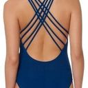 Bleu Rod Beattie  Women's Blue Sheer Mesh Panel Strappy Back One Piece Swimsuit Photo 1