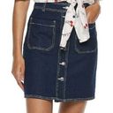 Popsugar Denim Skirt Size 14 Blue Jean Button Front Dark Wash Photo 0