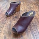 sbicca  • Guthrie wedge sandal platform brown leather peep toe mule slide clog Photo 1