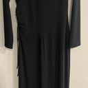 Laundry by Shelli Segal  Black Long Sleeve V-Neck Faux Wrap Size Tie Ruched Dress Photo 1