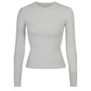 SKIMS COTTON JERSEY LONG SLEEVE TSHIRT LIGHT HEATHER GREY SMALL Photo 1