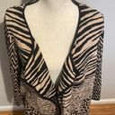 kim rogers  Animal Print Cotton Open Front Cardigan Sweater Tan Black 1X Plus Photo 2