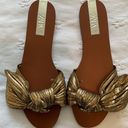 ZARA  gold knotted slides / bow detail size 39 sandals Photo 4