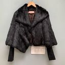 BCBG MaxAzria Collection Black Rabbit Fur Coat Jacket Mob Wife Aesthetic M/ L Photo 0