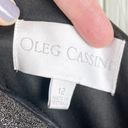 Oleg Cassini  Beaded Ruched Metallic Off-Shoulder Sheath Gown Gunmetal Size 12 Photo 10