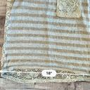 Moa Moa Cream Tan Stripe Feminine Lacy Twist Cap Sleeve Top sz Small Photo 5