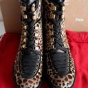 Christian Louboutin  Macademia Leopard-Print Calf Hair Snake Moto Combat Booties Photo 5