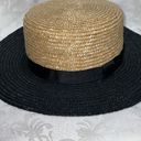 Who What Wear  Black & Tan Color Block Straw Wide Brim Sun Beach Cruise Summer 8” Photo 2