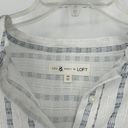 Lou & grey  Oversized Beachy Button Up Shirt White Blue Embroidered Stripe Sz M Photo 9