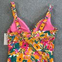 Anne cole  Underwire Twist Front Tankini Top Size 32C/34B Orange Floral Sunshine Photo 6