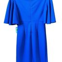 Trina Turk  Sheath Dress Cielo Diamond Ponte Flutter Sleeve Blue Women's Sz 2 NWT Photo 1