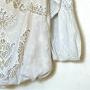 Alice + Olivia  Alta Embroidered Cotton Peasant Top White- Size Small Photo 9