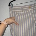 The Loft  Cream & Blue Stripe Marisa Linen Blend Crop Pants Size 4 Photo 1