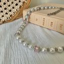 American Vintage Vintage “Laetitia” Silver Purple Pearl Necklace Chunky Chain Clasp Crown Y2K Photo 7