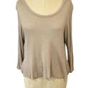 West of Melrose  Gray Open Back Long Sleeve Knit Top Photo 0