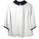 Ted Baker  Jenya Pleated Peter Pan Collar 3/4 Sleeve Blouse in White/Black Photo 2