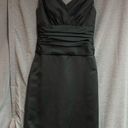 David's Bridal David’s bridal size 2 black satin long pencil skirt gown has V-neck Photo 0