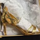 Michael Kors New  Amal Pale Metallic Gold Leather Strappy Heels Sandals 6 Photo 2