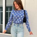 Boutique NWT Blue Polka dot Knit Sweater Photo 0