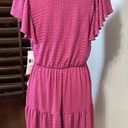 London Times Womens Tiered A Line Dress Pink Stretch V Neck Cap Sleeve M New Photo 3