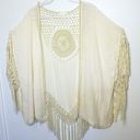 Everleigh NWT Macrame Boho Vest Ivory Sz Small Fringe Hippie Festival Photo 1