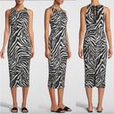 White House | Black Market WHBM Zebra Print Jersey Knit Midi Dress w/ Lace Up Small Photo 1
