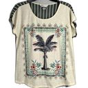 Christopher & Banks  Short Sleeve Floral Palm Graphic Mixed Print Tshirt Sz SM Photo 0