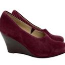 Eileen Fisher Round Toe Slip On Burgundy Suede Wedge Shoes Size 5.5 Photo 3