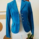 Vintage Blue  Velvet Fitted Triple Embellished Button Spring Blazer Photo 7