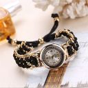 2023 Fashion Women Watches Knitting Rope Chain Winding Analog Quartz Wrist Watch Gold Photo 2