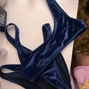 Triangl Women's Small/XS  Camille Navy Blue Italian Velvet Bikini Set Photo 7