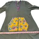 Matilda Jane  Patches of Light Green Zip Up Hoodie Tunic Length Floral Medium M Photo 10