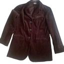 J.Jill  Corduroy Blazer Sz Med Grandpa Jacket Brown 100% Cotton Velour Trim Photo 0