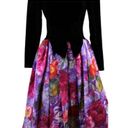 Jessica McClintock Vintage 1980s  Velvet and Floral Print Evening Gown Small Photo 1