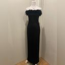 Jessica McClintock VTG 90s  Gunne Sax Black Feather-Trim Sleeveless Maxi Dress Photo 9