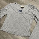 Unique Vintage Gray Long Sleeve Crop Top Photo 1