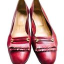 Salvatore Ferragamo Vintage  Red Leather Slip On Dress Shoes With Tassle Fringe S Photo 1